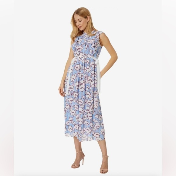 TED BAKER Tindraa Floral Frill Midi Dress Size 5 US 12 Ruffle Feminine Coquette - Picture 6 of 16